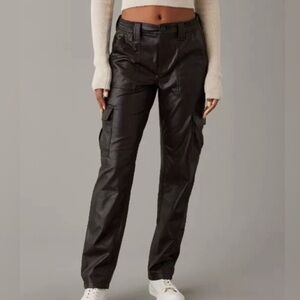 American Eagle Outfitters Black Cargo Pants with Elastic Waistband